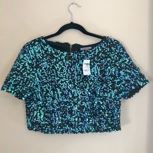 Sequin Cropped Top
